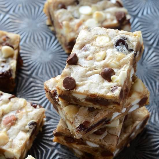 Cherry-Almond Brown Butter Blondies - Recipe photo by AnEdibleMosaic