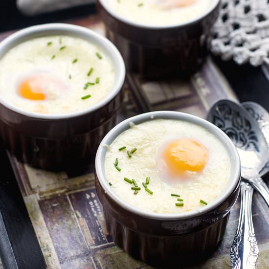 Barely Buttery Baked Eggs - Recipe photo by MomsKitchenHandbook