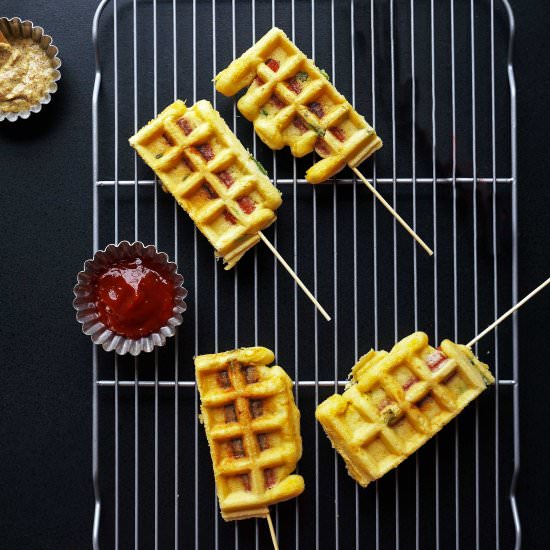 Cheddar Jalapeños Waffle Corndogs - Recipe photo by misshangrypants