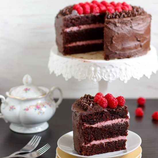 Red Wine Chocolate Raspberry Cake - Recipe photo by Happy Foods Tube
