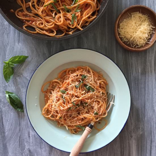 Spaghetti in Tomato Sauce - Recipe photo by rekhavengalil
