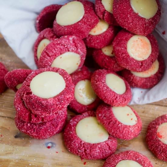 Red Velvet & Cheesecake Thumbprints - Recipe photo by frostandserve