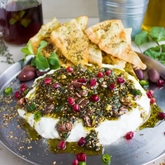 Labneh Dip with Zaatar Topping - Recipe photo by two.purple.figs