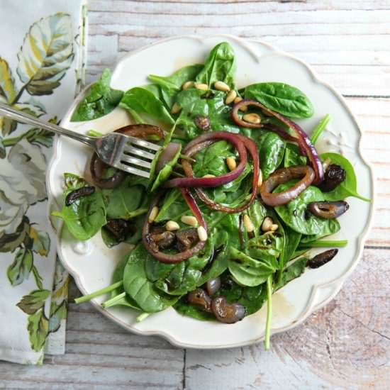Spinach Salad with Pomegranate Balsamic - Recipe photo by DishofDailyLife