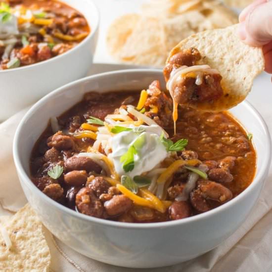 Easy Turkey Chili - Recipe photo by pinchmeimeating