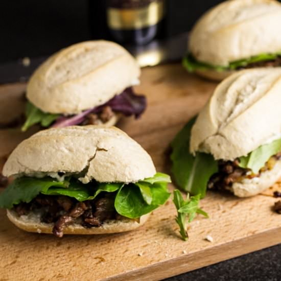 Blue Cheese Balsamic Steak Sliders - Recipe photo by Chattavore