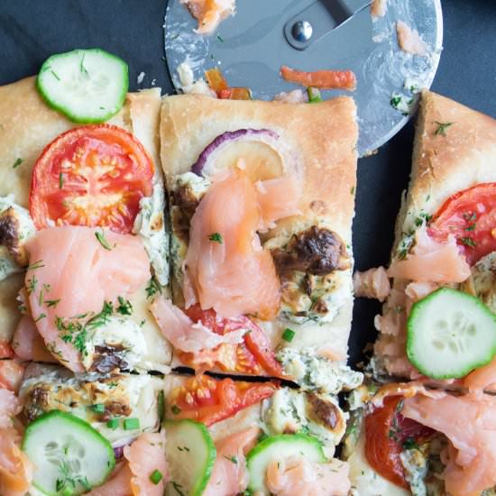 Lox & Herbed Cream Cheese Focaccia - Recipe photo by myutensilcrock