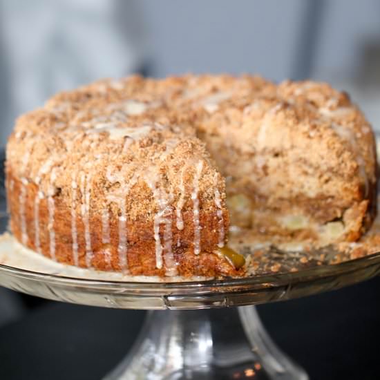 Apple Crumb Cake with Cider Glaze - Recipe photo by TheKitchenWhisperer