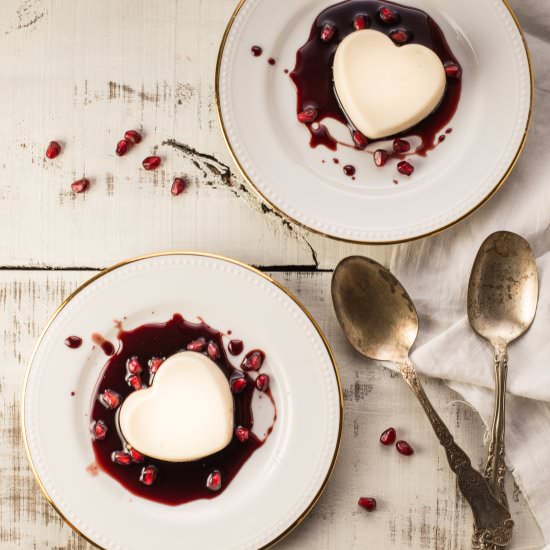 Heart-shaped Vanilla Panna Cotta - Recipe photo by OurItalianTable