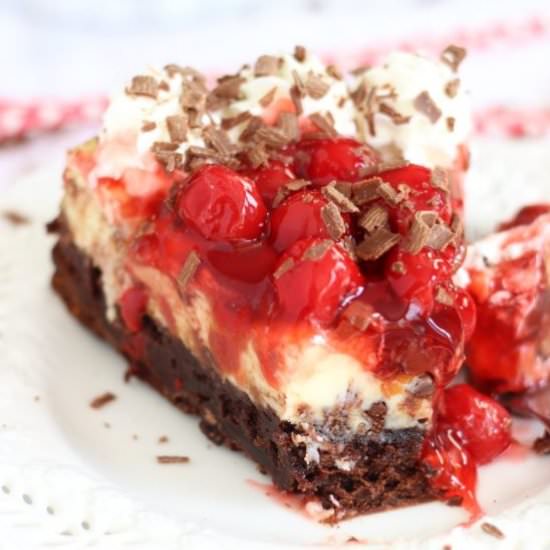 Black Forest Brownie Cheesecake - Recipe photo by thegoldlininggirl