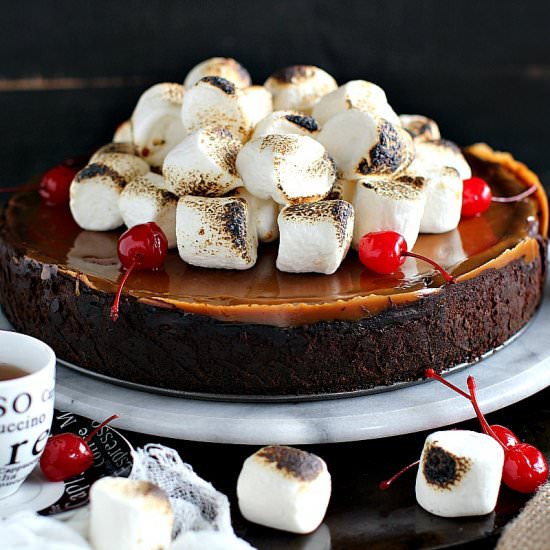 Chocolate Caramel Cheesecake - Recipe photo by peasandpeonies