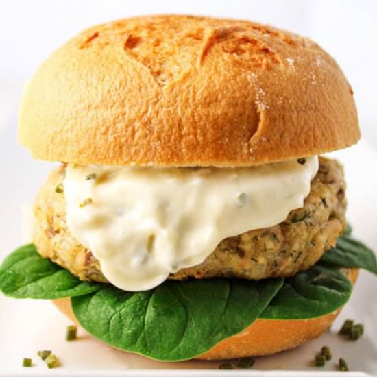 Parmesan Dill Salmon Burger - Recipe photo by Tastefulventure