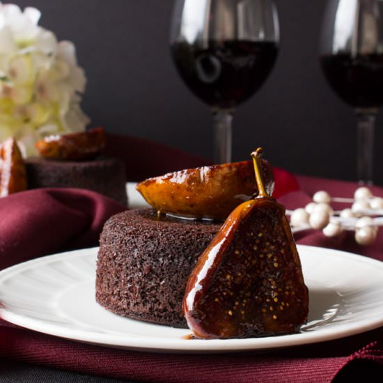 Chocolate Wine Cakes & Glazed Figs - Recipe photo by cinnamonscribe
