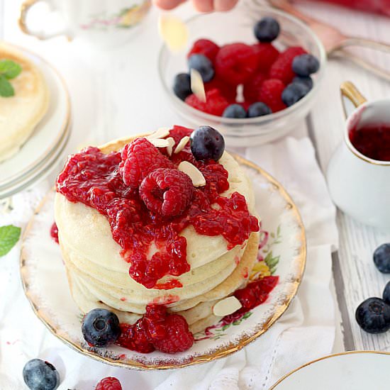 Easy Pancakes With Raspberries - Recipe photo by Delightful Mom Food