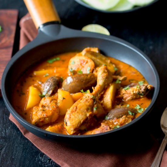 Chicken Brinjal and Potato Curry - Recipe photo by currytrail