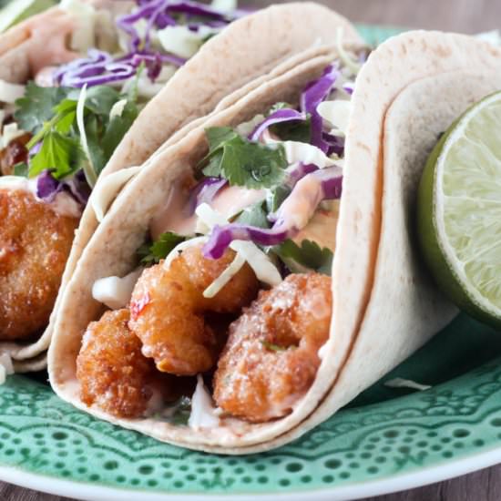 Crispy Sweet Chili Shrimp Tacos - Recipe photo by blackberrybabe