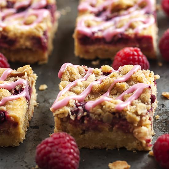 Raspberry Orange Streusel Bars - Recipe photo by justalittlebitofbacon