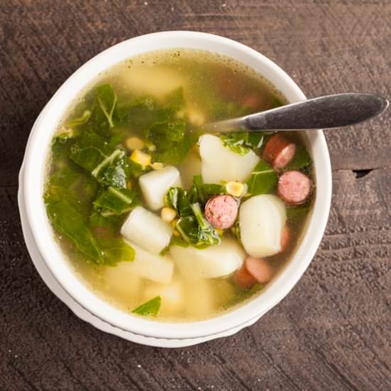 Portuguese Kale, Sausage and Potato Soup - Recipe photo by Home Baked Joy