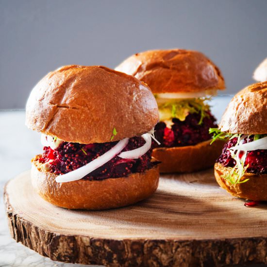 Red Beet & Quinoa Burger - Recipe photo by NorthDixieKitchen