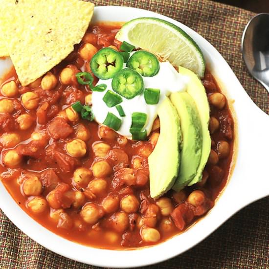 Chickpea Chili with DIY Chili Seasoning - Recipe photo by Thewholeserving