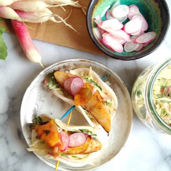 Fish Tacos with Spicy Hummus Slaw - Recipe photo by Marnely Rodriguez