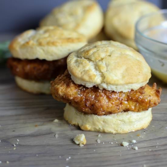 Fried Chicken & Biscuit Sandwiches - Recipe photo by fortheloveoflasagna