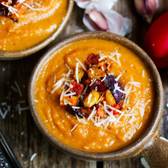 Roasted Vegetable Soup - Recipe photo by KitchenSanctuary