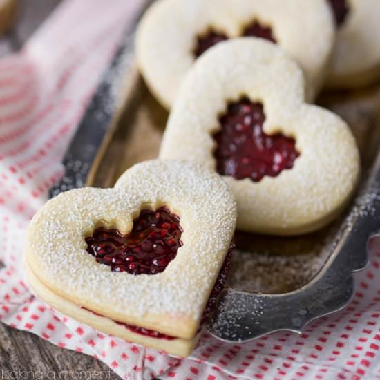 Raspberry Linzer Cookies - Recipe photo by Baking a Moment