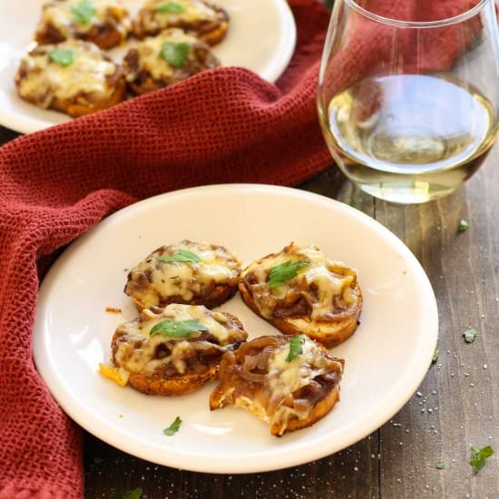 French Onion Soup Crostini - Recipe photo by thegirlonbloor