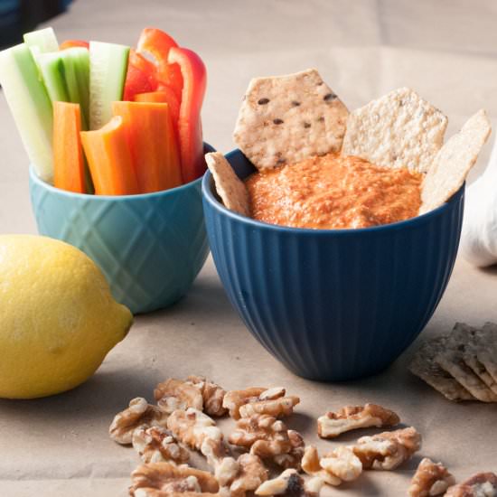 Lemon Walnut Roasted Red Pepper Dip - Recipe photo by mywifecancook