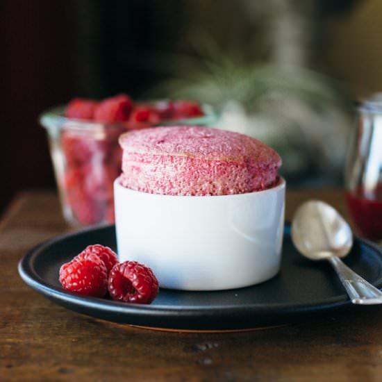 Raspberry Souffle - Recipe photo by Downshiftology