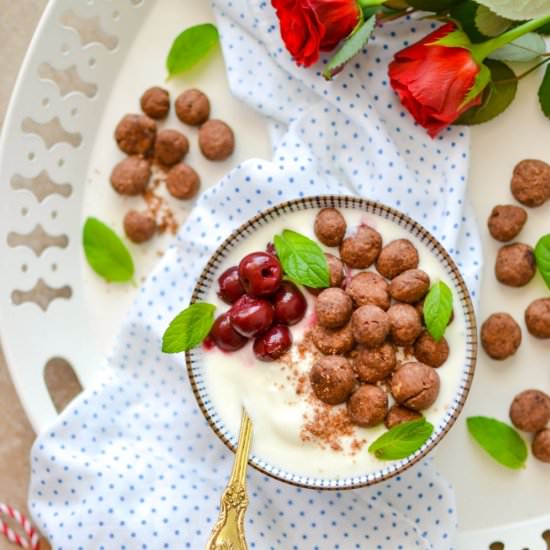 Cocoa Balls in Yogurt or Milk - Recipe photo by Anyzkowo