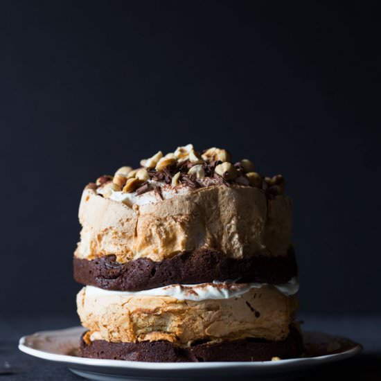 Chocolate Hazelnut Meringue Cake - Recipe photo by onetoughcookie