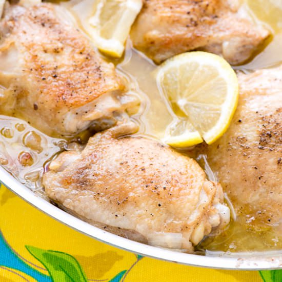 Lemon-Garlic Chicken Thighs - Recipe photo by boulderlocavore