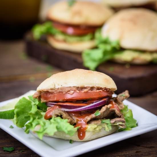 Slow Cooker Beef Tortas (VIDEO) - Recipe photo by theadventurebite