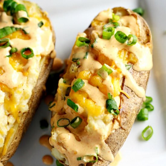 Baked Potatoes w/ Magic Sauce - Recipe photo by mannaandspice