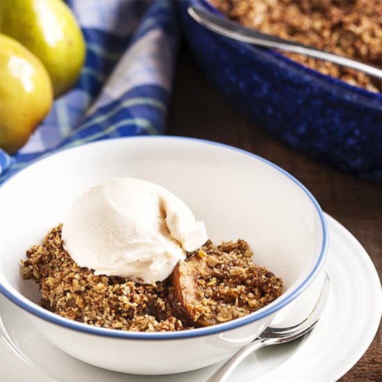 Gluten-Free Pear Ginger Crumble - Recipe photo by justalittlebitofbacon
