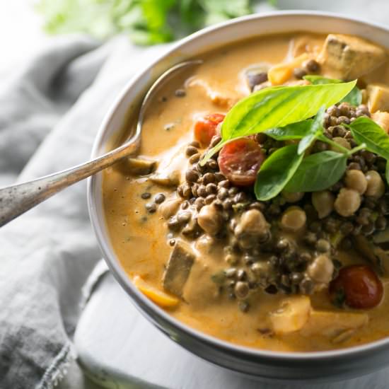 Red Thai Lentil and Chickpea Curry - Recipe photo by theluminouskitchen