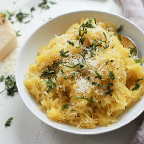 Parmesan Microwave Spaghetti Squash - Recipe photo by joyfulhealthyeats