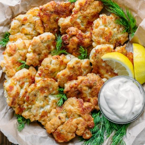 Tender Chicken Fritters - Recipe photo by NatashasKitchen.com