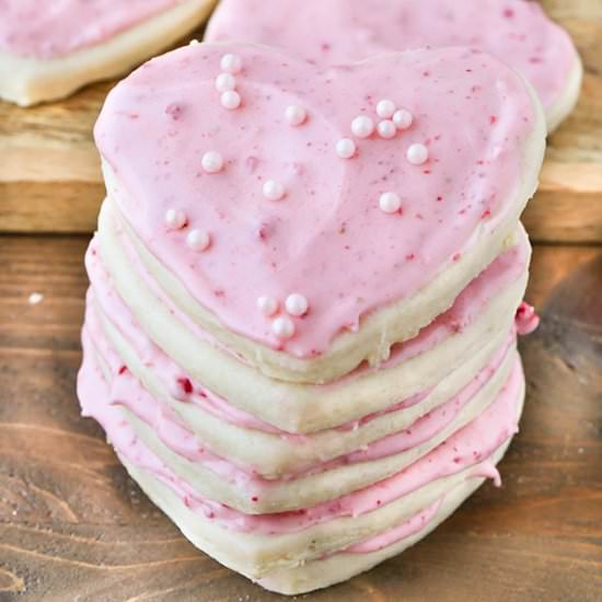 Frosted Strawberry Sugar Cookies - Recipe photo by Swanky Recipes
