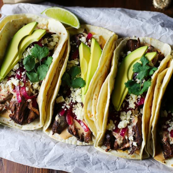 Braised Beef Tacodillas - Recipe photo by fortheloveoflasagna