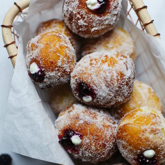 Blackberry Jam & Goat Cheese Donuts - Recipe photo by fortheloveoflasagna