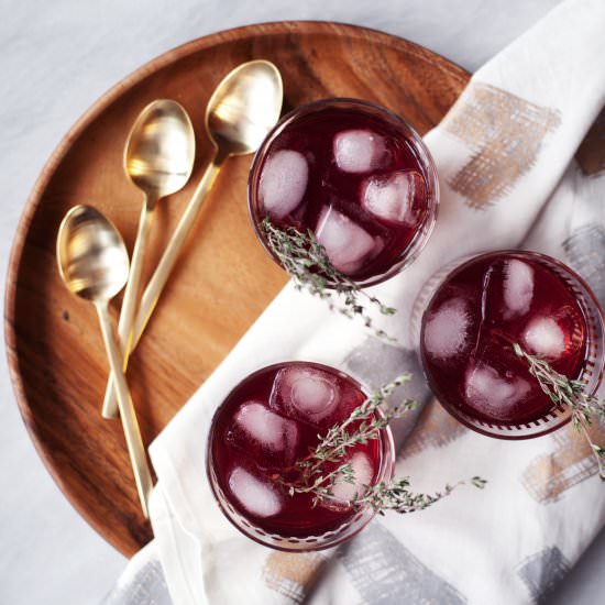 Pomegranate & Thyme Spritzer - Recipe photo by modestmarce