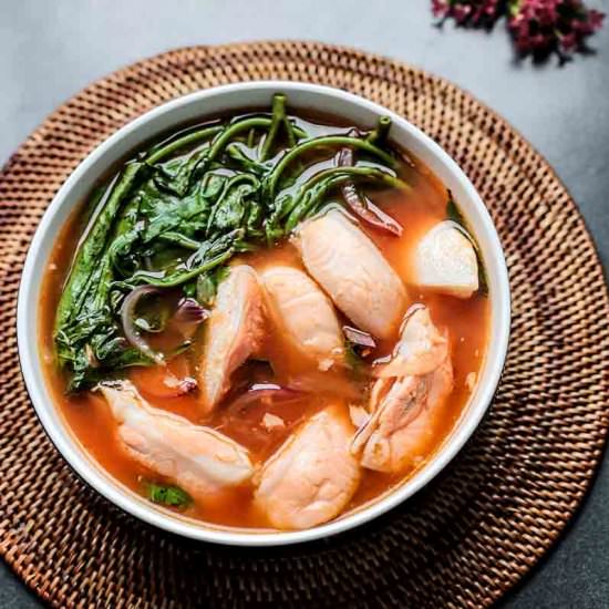 Spicy Salmon Belly & Kangkong Soup - Recipe photo by rsmacaalay
