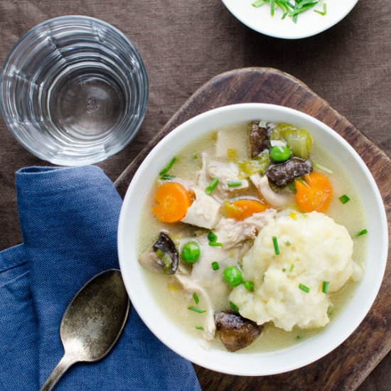 Chicken n cornmeal chive dumplings - Recipe photo by garlic and zest