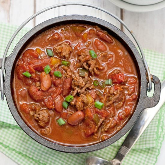 Beef Sausage Bean Chili - Recipe photo by Food Done Light