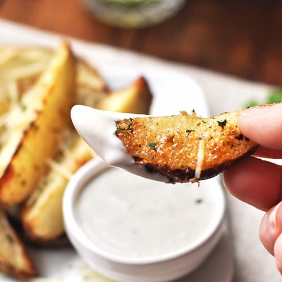 Baked Parmesan Ranch Potato Wedges - Recipe photo by Mighty Mrs