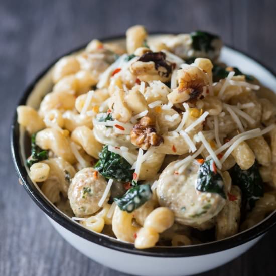 Chicken Sausage and Spinach Pasta - Recipe photo by Grateful Ventures