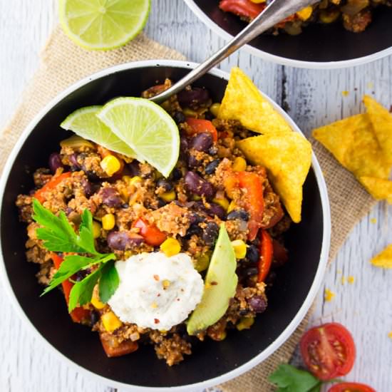Spicy Tofu Chili with Sour Cream - Recipe photo by vegan heaven